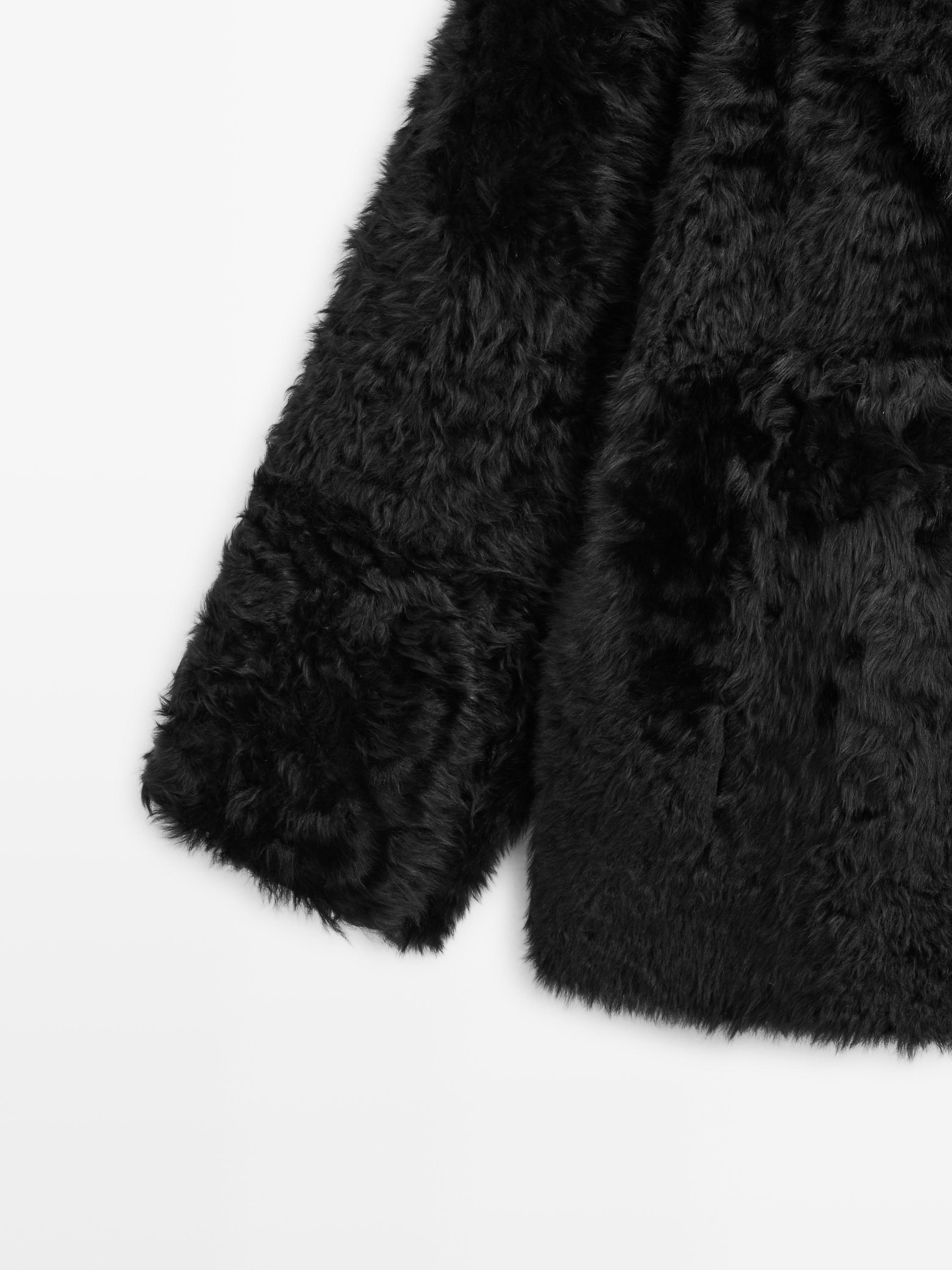 Manteau à revers en peau avec fourrure - STUDIO